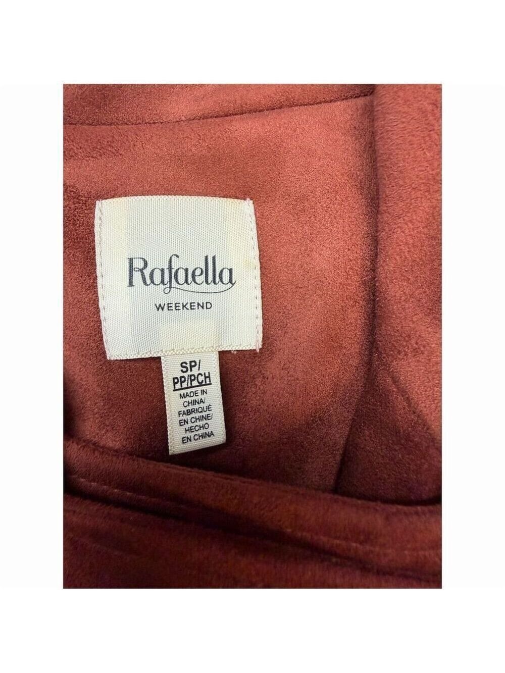 Rafaella Women's Petite Orange Faux Suede Lined Moto Jacket Size S Petite - Picture 3 of 13